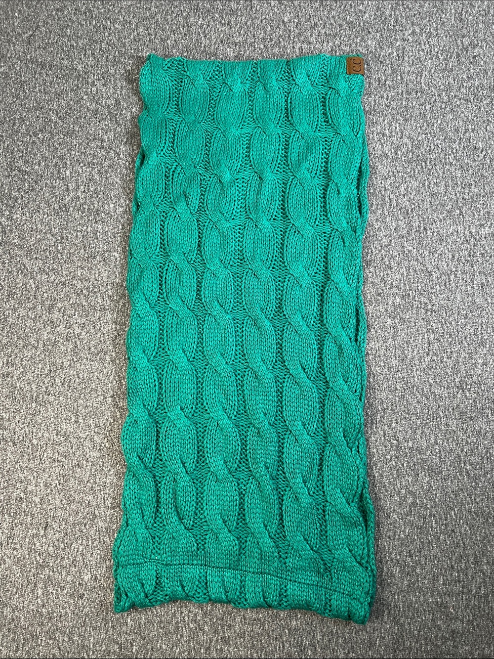 C.C Cable Knit Infinity Scarf Teal Green Chunky Winter One Size